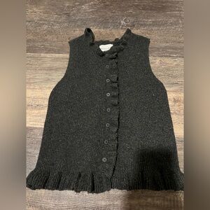 Grey Sleeveless Button-Up Sweater Vest